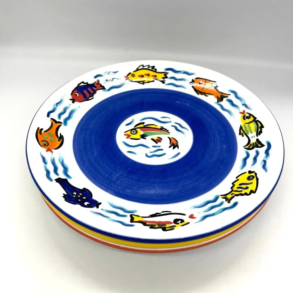 Les Tropiques Strata Set of 6 Dinner Plates 10 5/8